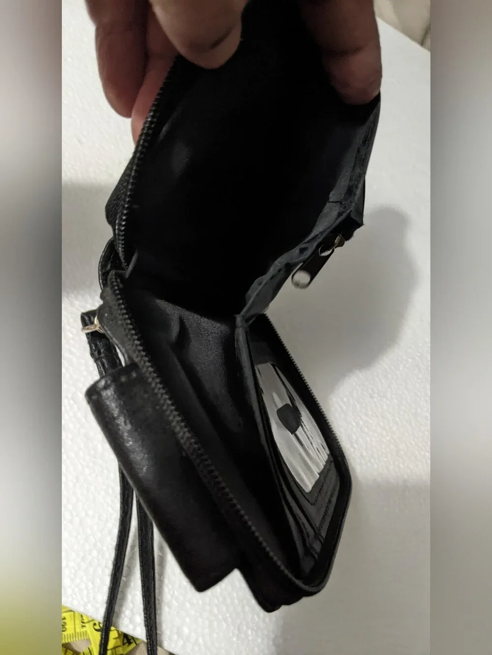 Black Leather Wristlet Phone Wallet - Unbranded